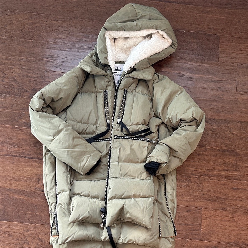 Women's Olive Hooded Puffer Jacket Viral Amazon Coat
